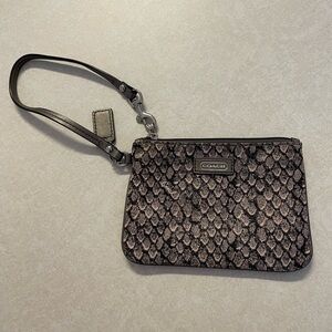 Coach Textured Black and Gray Wristlet